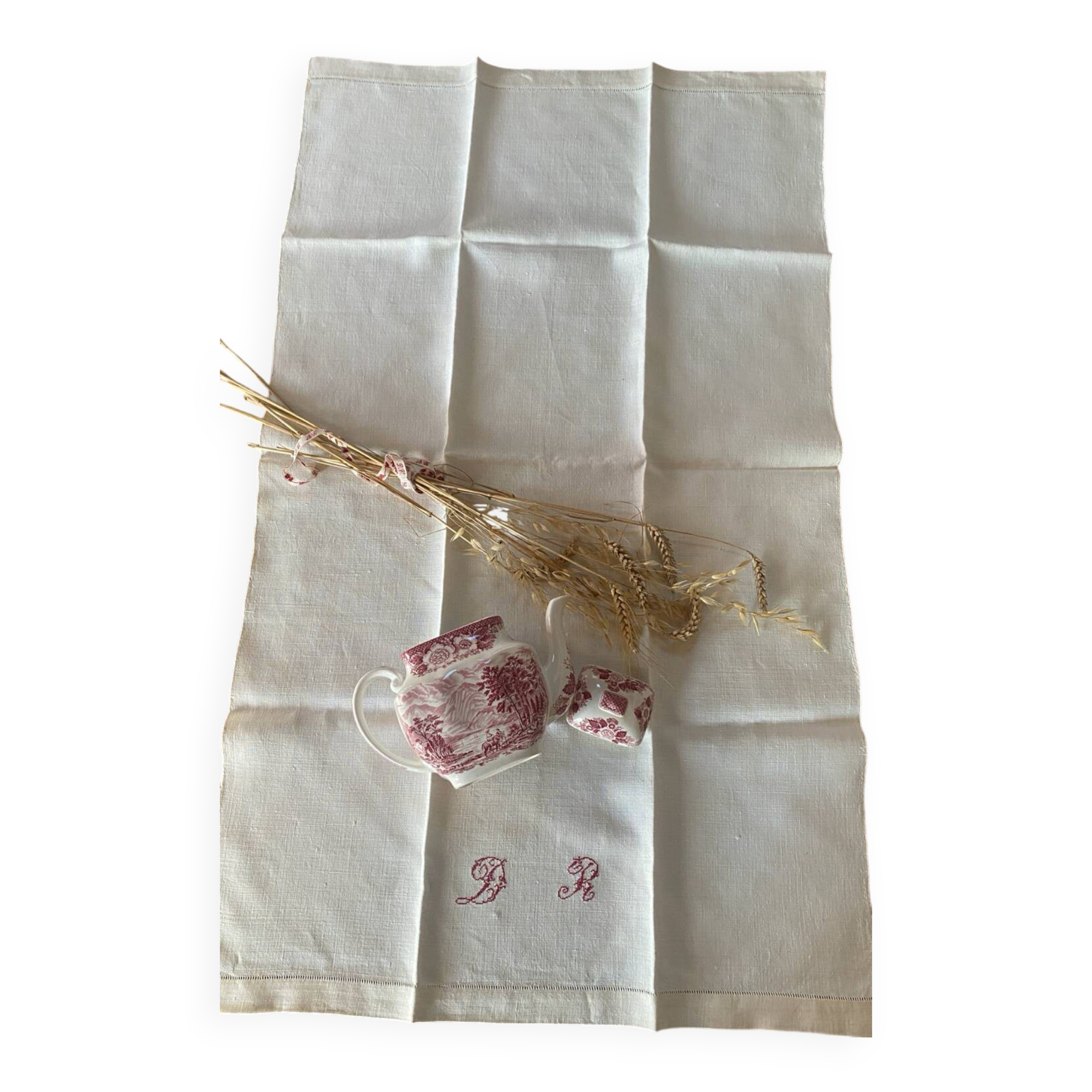 Monogrammed linen table runner