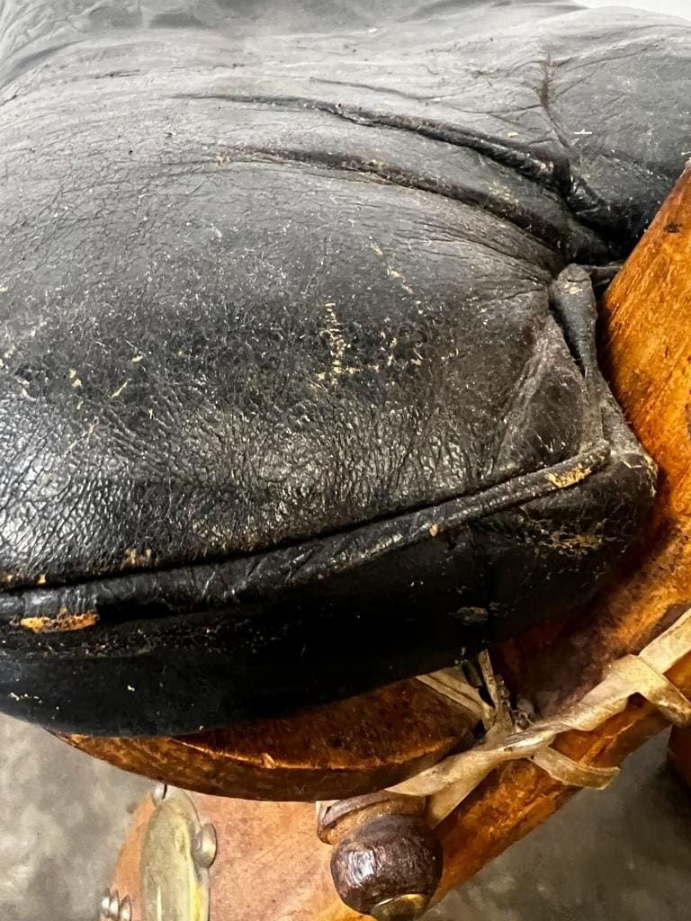 Pouf en bois vintage / banc de chameau / repose-pieds