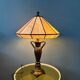 Lampe de table Tiffany Art déco en vitrail violet