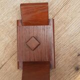 Vintage aperitif tray in oak and molded glass from the 50s