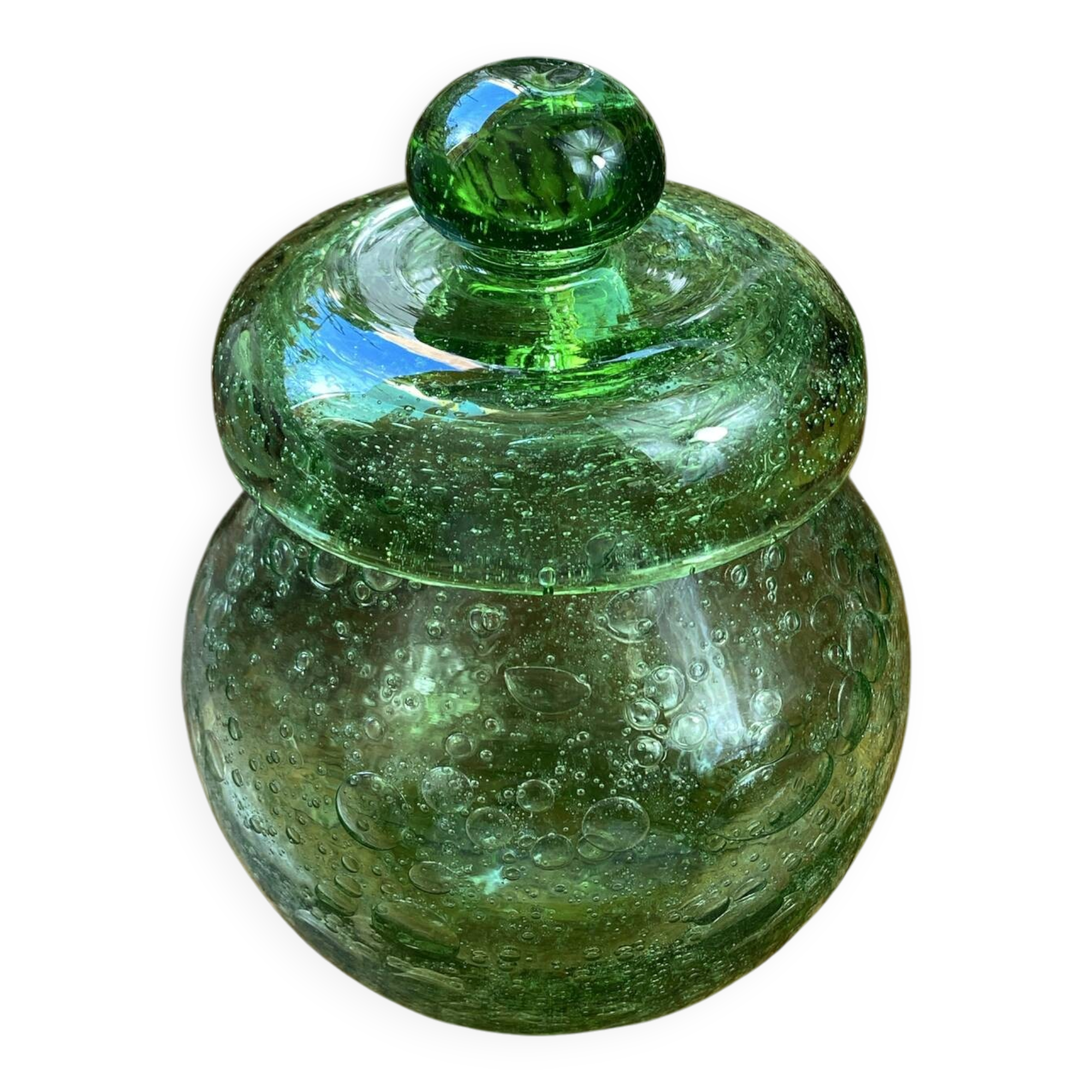 Bubble glass bonbonnière, blown, Biot