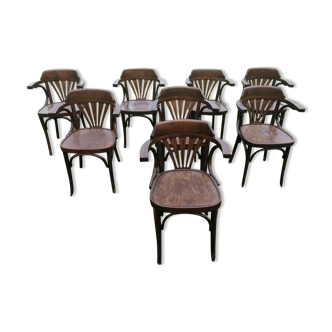 Lot de 8 fauteuils bistrot Vintage.