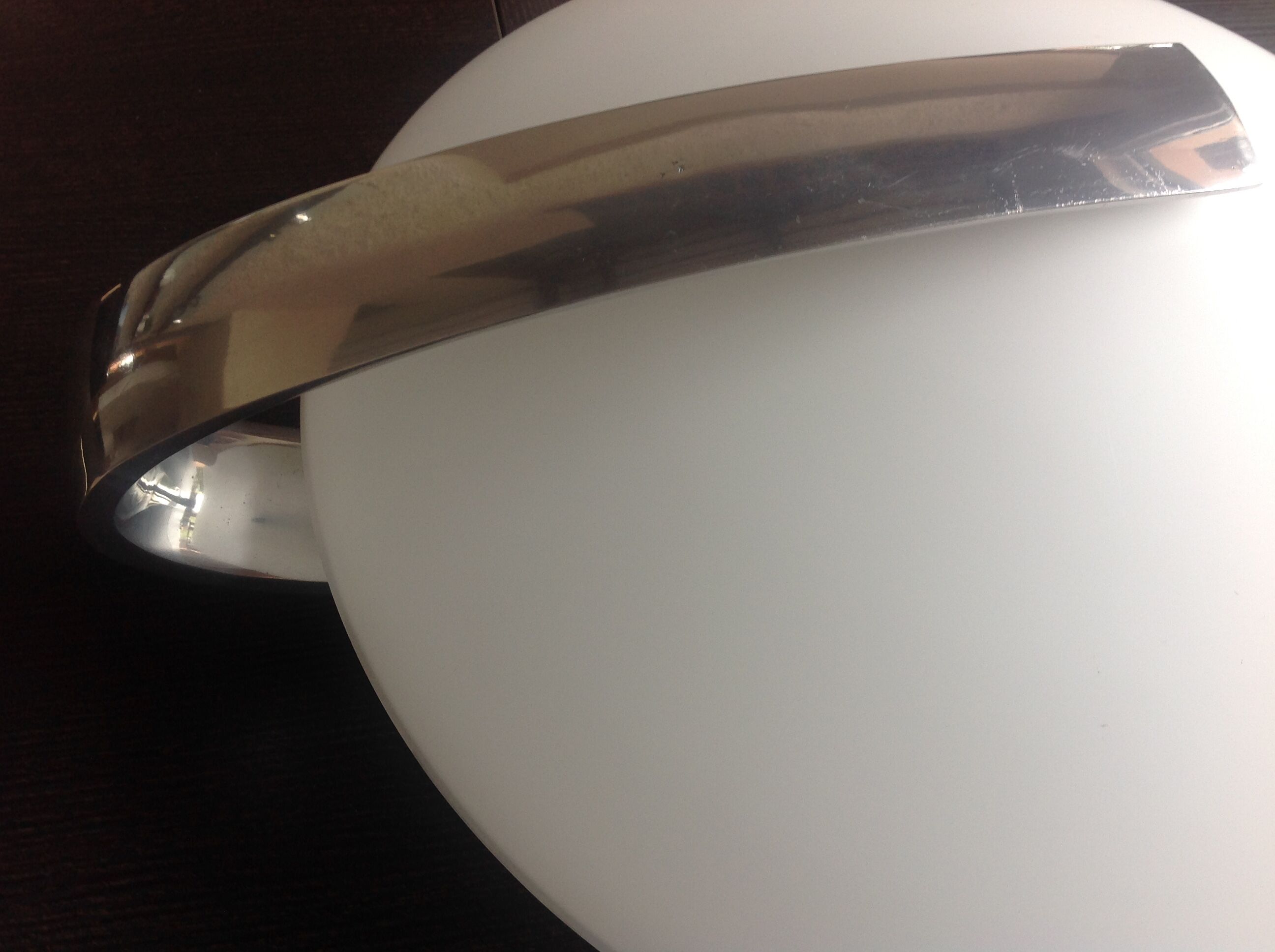 Circular frosted glass wall lamp and aluminum headband by Vetri Murano, vintage 70s-80s