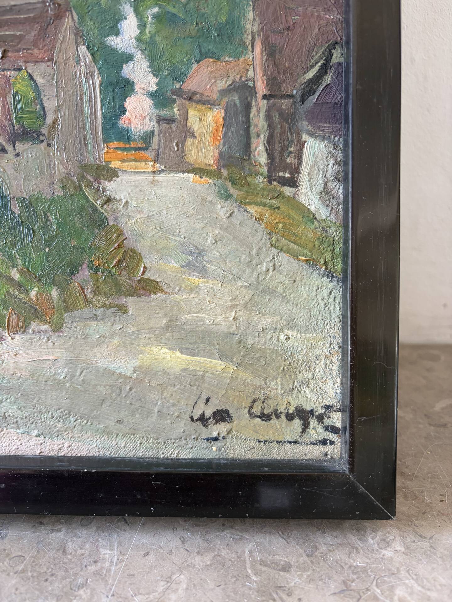 The village church, oil on canvas signed