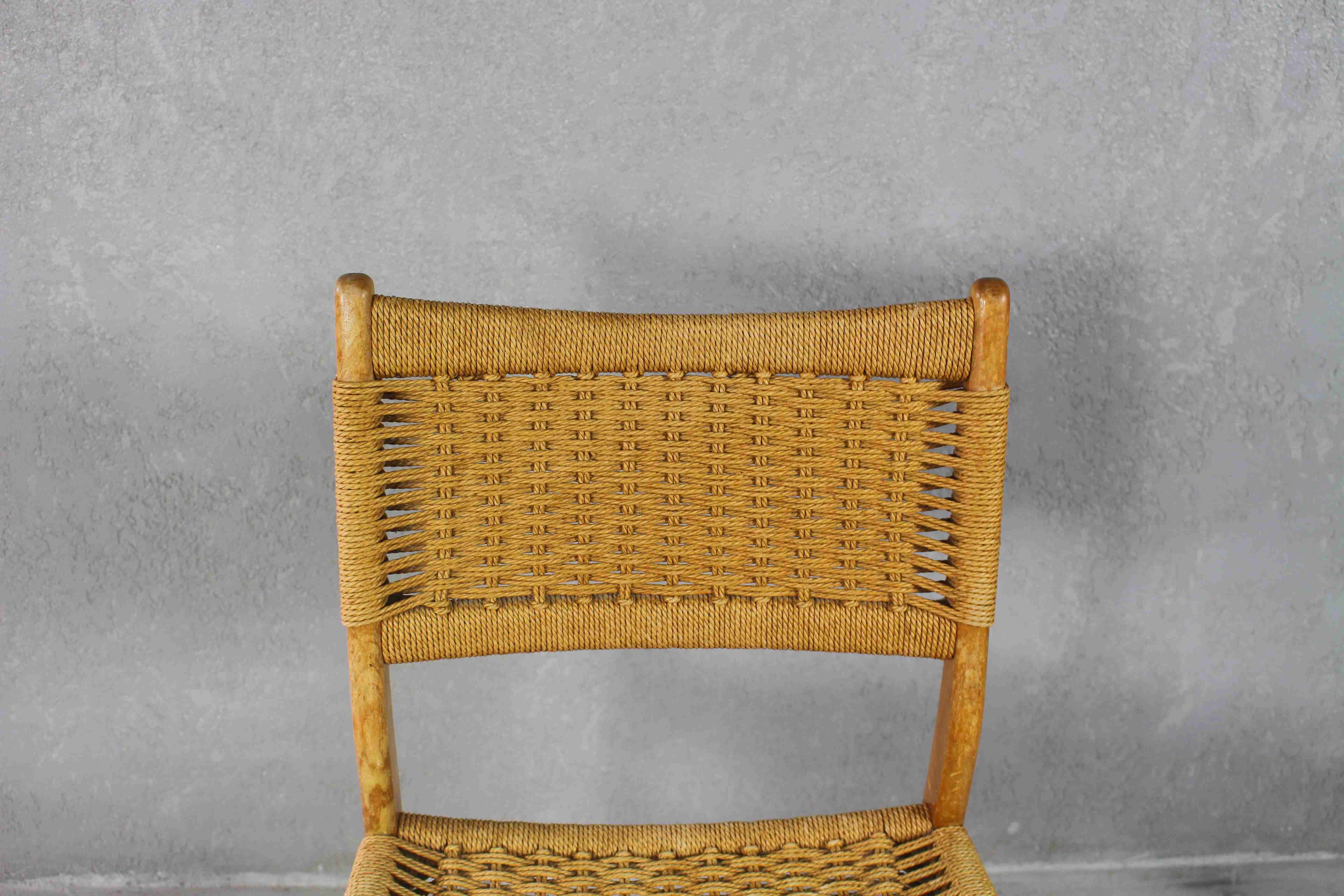 Vintage Cord Woven Chair, Denmark, 1960s