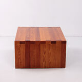 Table basse en bois Français de pin brutaliste, 1970 France