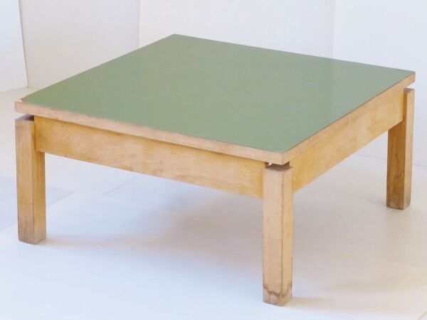 table basse Carrée En Hêtre Massif Et Formica Kaki 1950 Vintage Rockabilly Coffee table #2