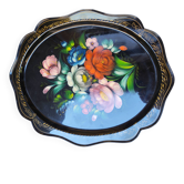 Hand-painted metal plate Russian art