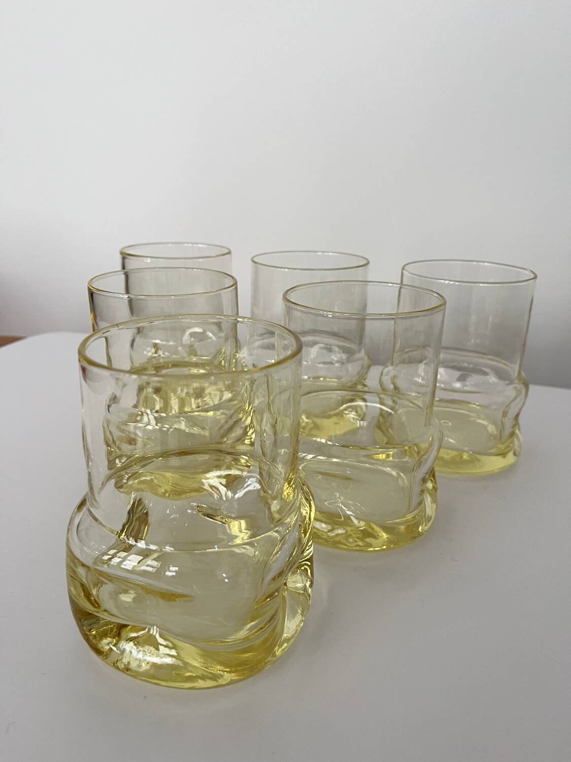 Set of 6 vintage yellow whisky glasses