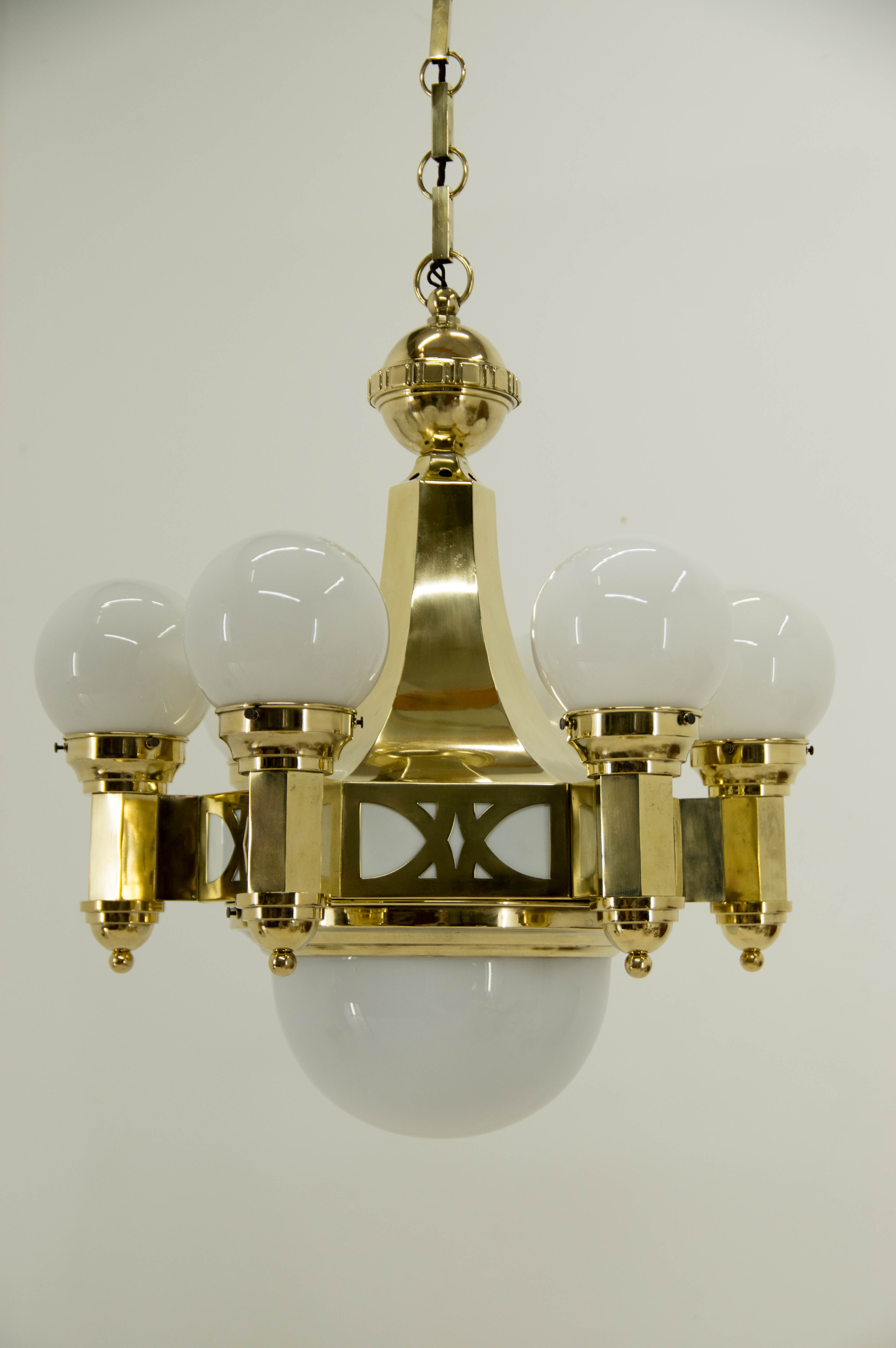 Rare Art Nouveau Chandelier by Emil Kralik, 1920s