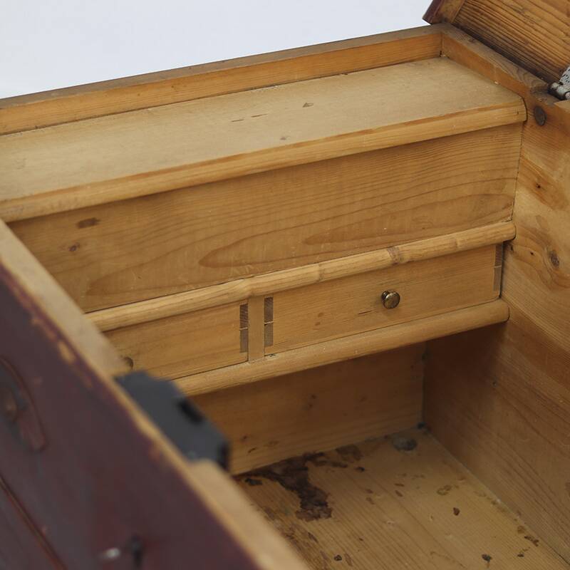 Swedish rustic farmhouse folk art blanket chest 1845