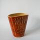Patterned beige and brown ceramic vase, numbered 1970