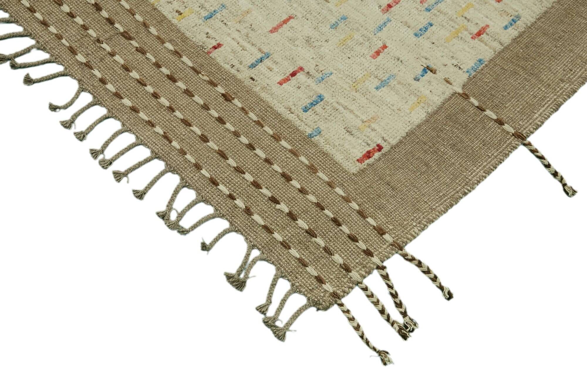 Handwoven Tribal One of a Kind 280 cm x 368 cm Beige Wool Carpet