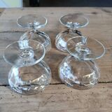 4 small old glass cups