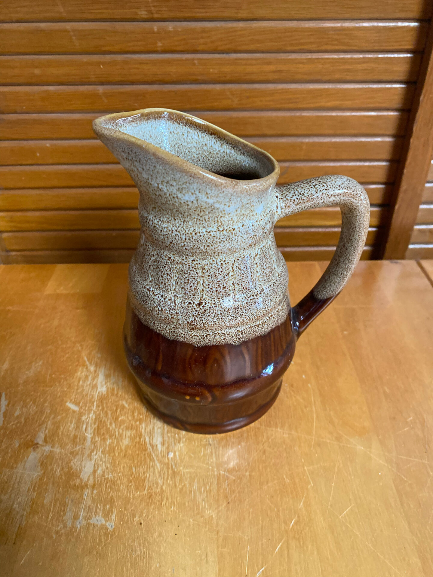 Vintage flamed ceramic barrel-shaped pitcher by revol, 0.5l