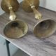 Vintage 19th century brass candlesticks - pair of patina candlesticks