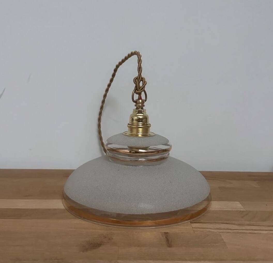 Portable lamp/suspension in frosted glass