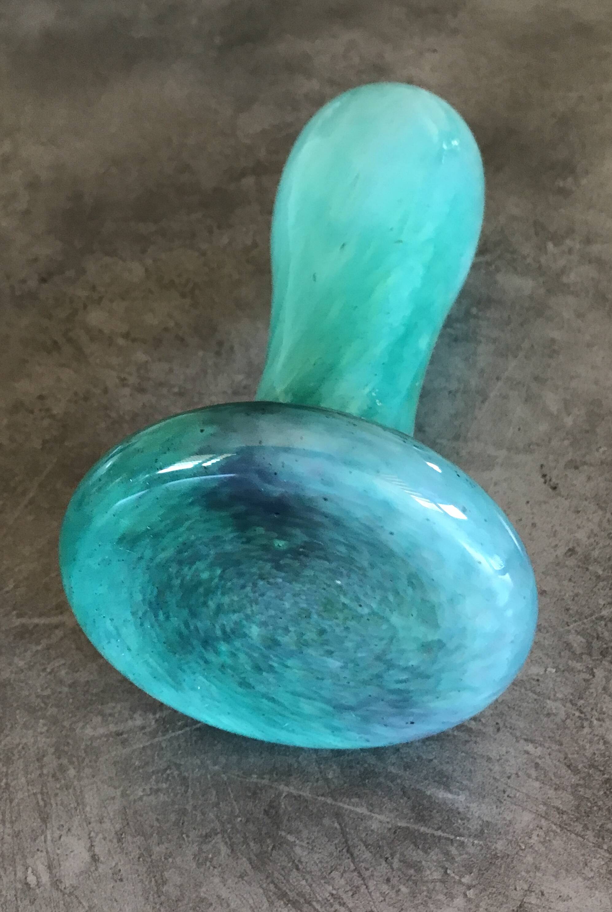 Vintage speckled green marbled glass vase, art nouveau