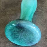 Vintage speckled green marbled glass vase, art nouveau