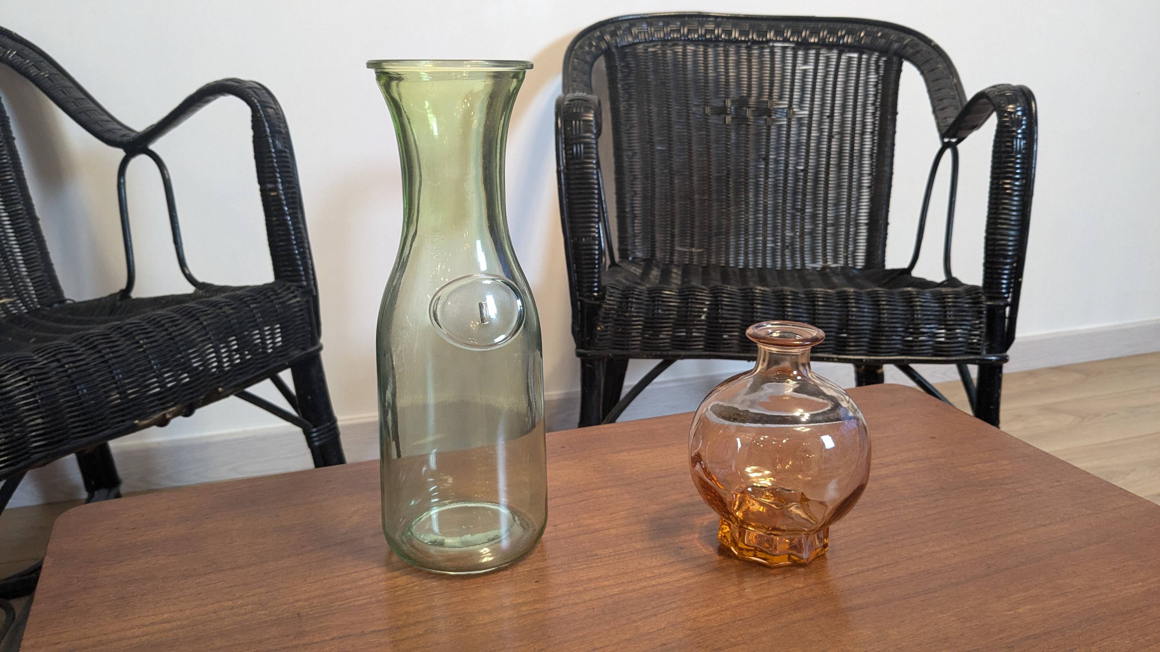 Old green milk bottle