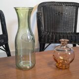 Old green milk bottle