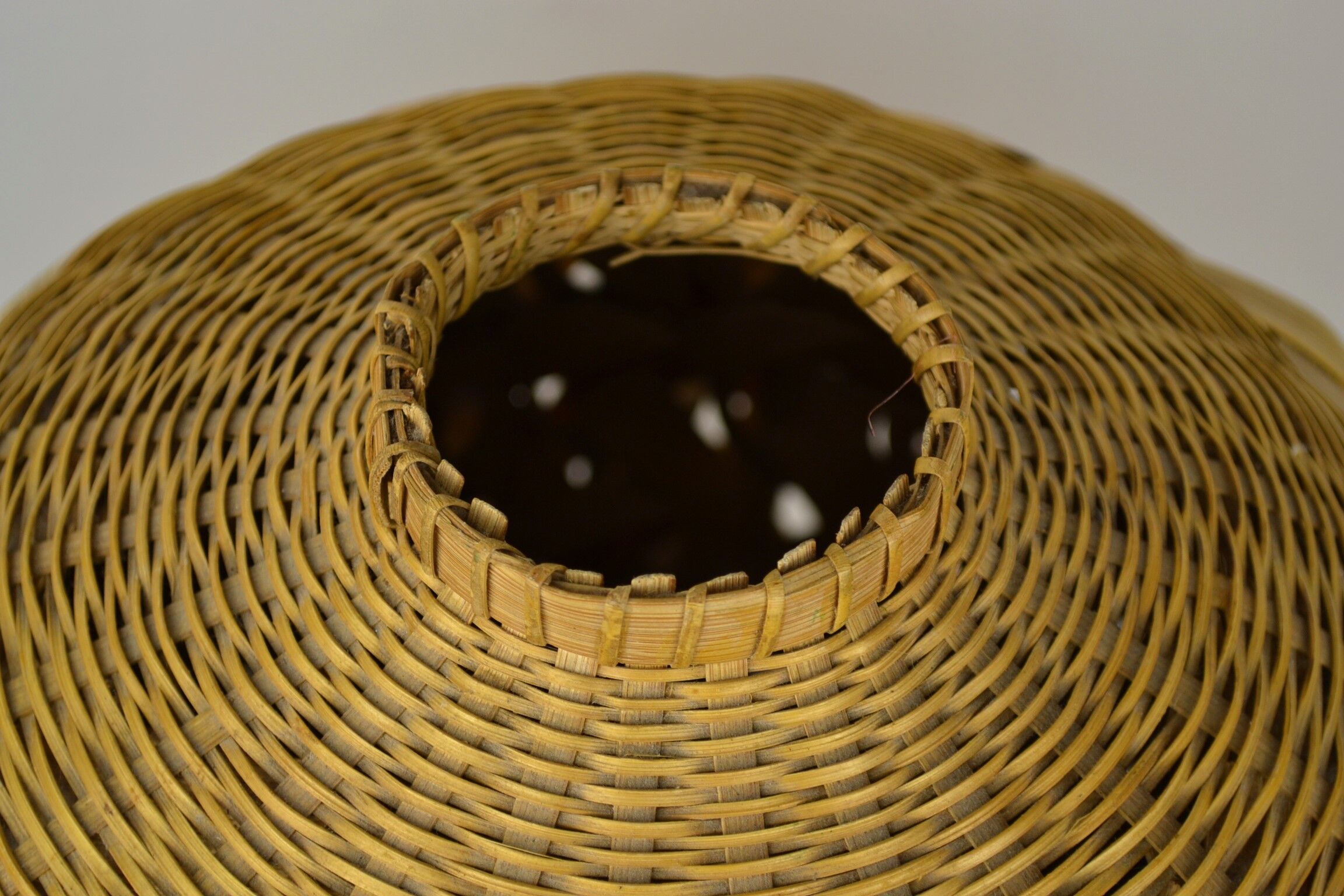 Rattan vase and braided bamboo leaves
