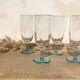 Verres à pied fleur bleu turquoise