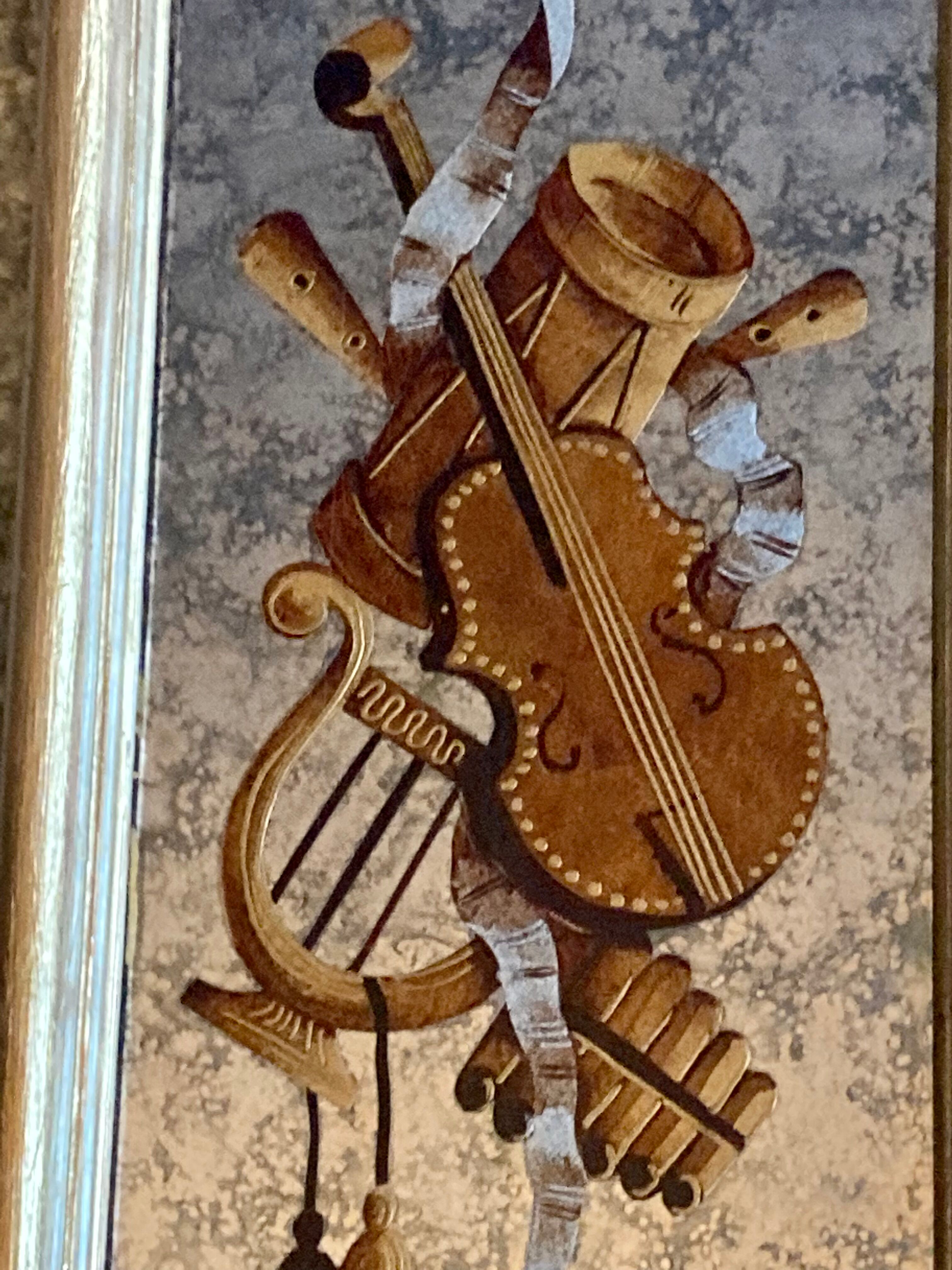 Antique mirror with parecloses and eglomised glass 18th century style