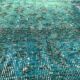 Distressed Turkish Narrow Runner 304 x 76 cm Wool Vintage rug, Overdyed Turquoise
