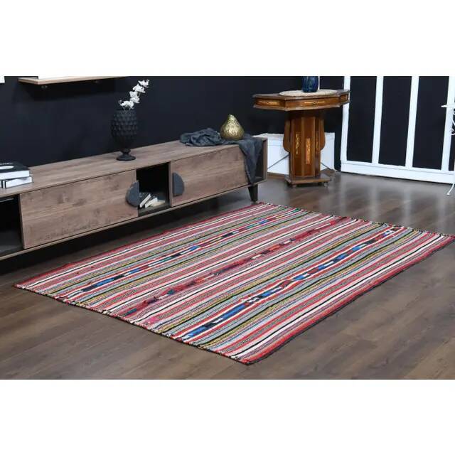1970s Vintage Turkish Oushak Handmade Wool Cotton Pink Area Rug 157x219