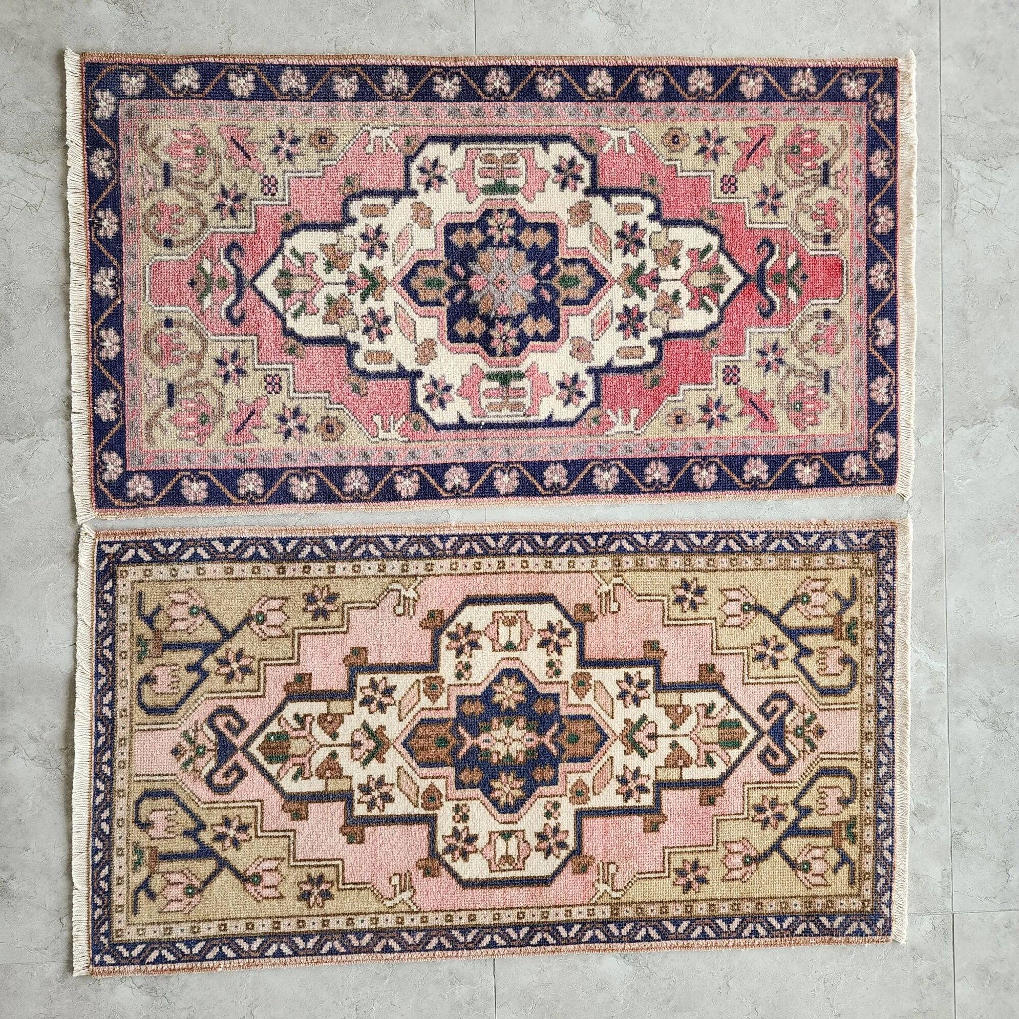 Set of 2 vintage handmade Turkish rugs 56x102 cm