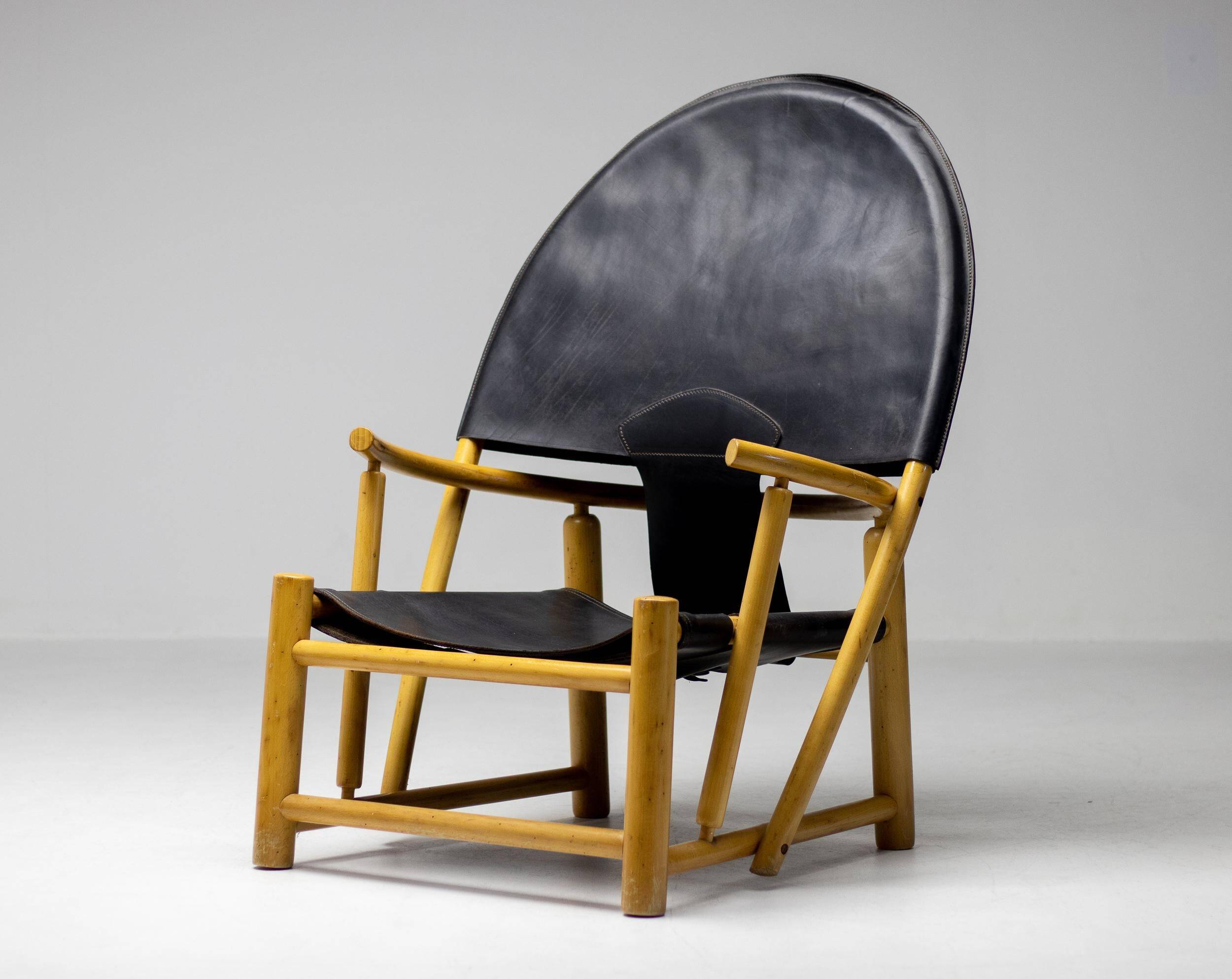 Piero Palange - G23 "Hoop" chair in Saddle black leather