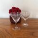 2 engraved glass wine glasses 9 cl and 6 cl