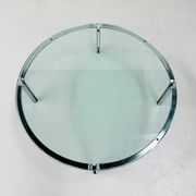 Vintage round glass & steel coffee table by Horst Brüning for Kill International, 1960s