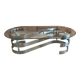 70s oval design coffee table in glass with chrome legs