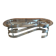 70s oval design coffee table in glass with chrome legs