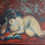 Old oil painting on canvas