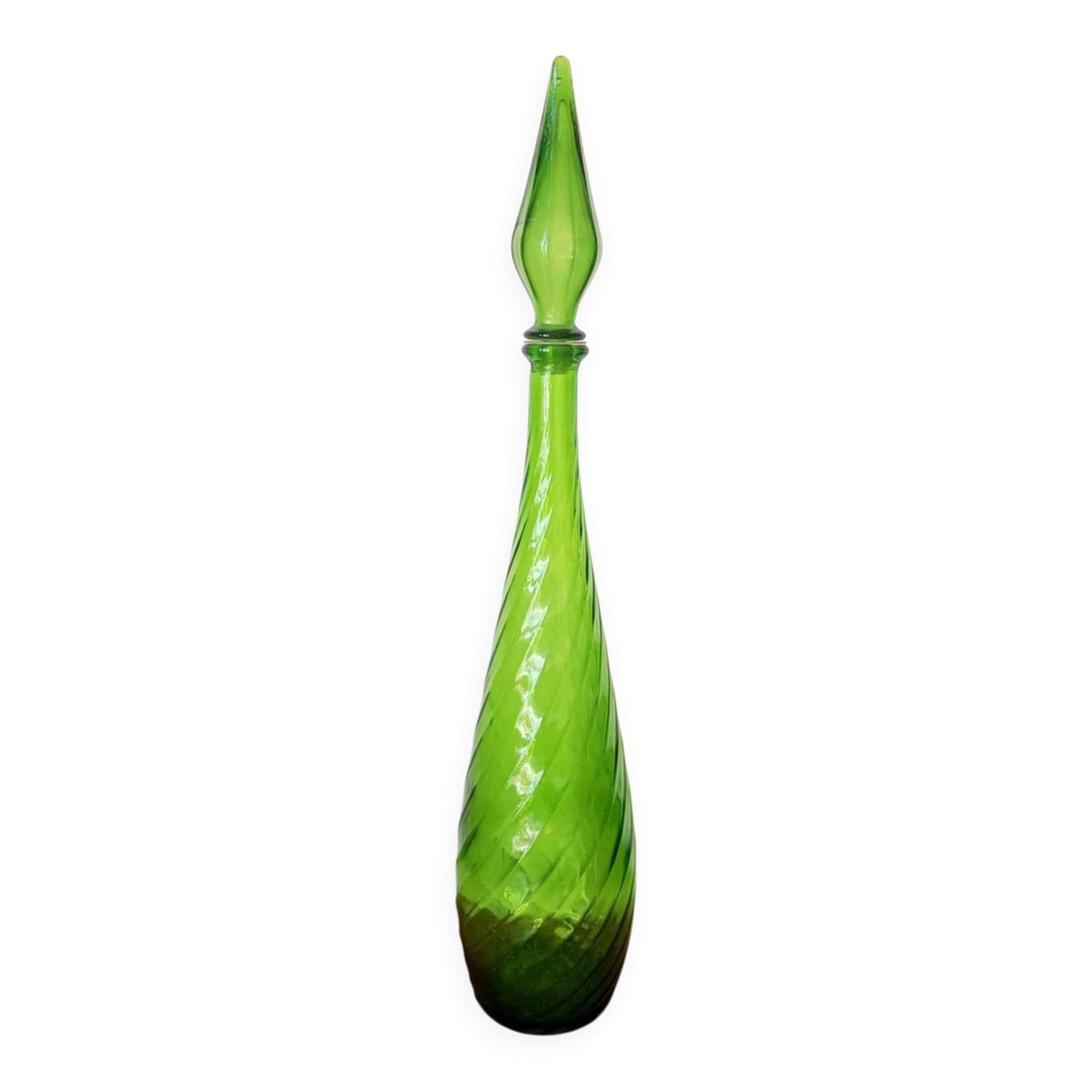 Large glass carafe from Empoli, Italy, vintage