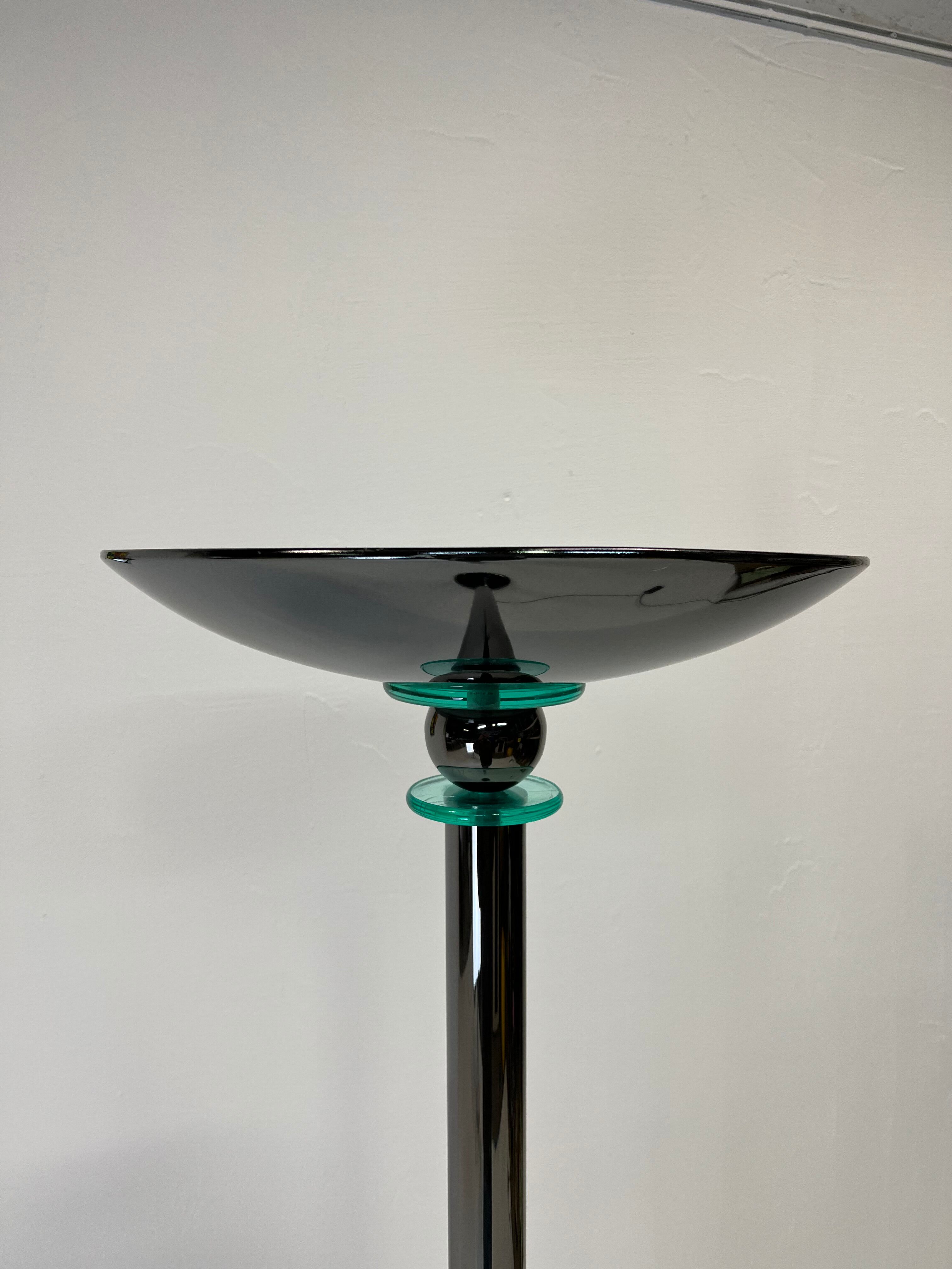 Floor lamp, 80s silver metal
