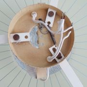 Mid-century wall or ceiling lamp made of glass with a graphic pattern