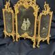 Ancient tryptic in gilded bronze, candlestick