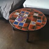 Coffee table, ceramic tray, metal feet, circa 1960