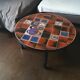 Coffee table, ceramic tray, metal feet, circa 1960