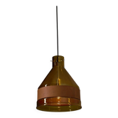 Amber glass and leather pendant lamp by J.T. Kalmar