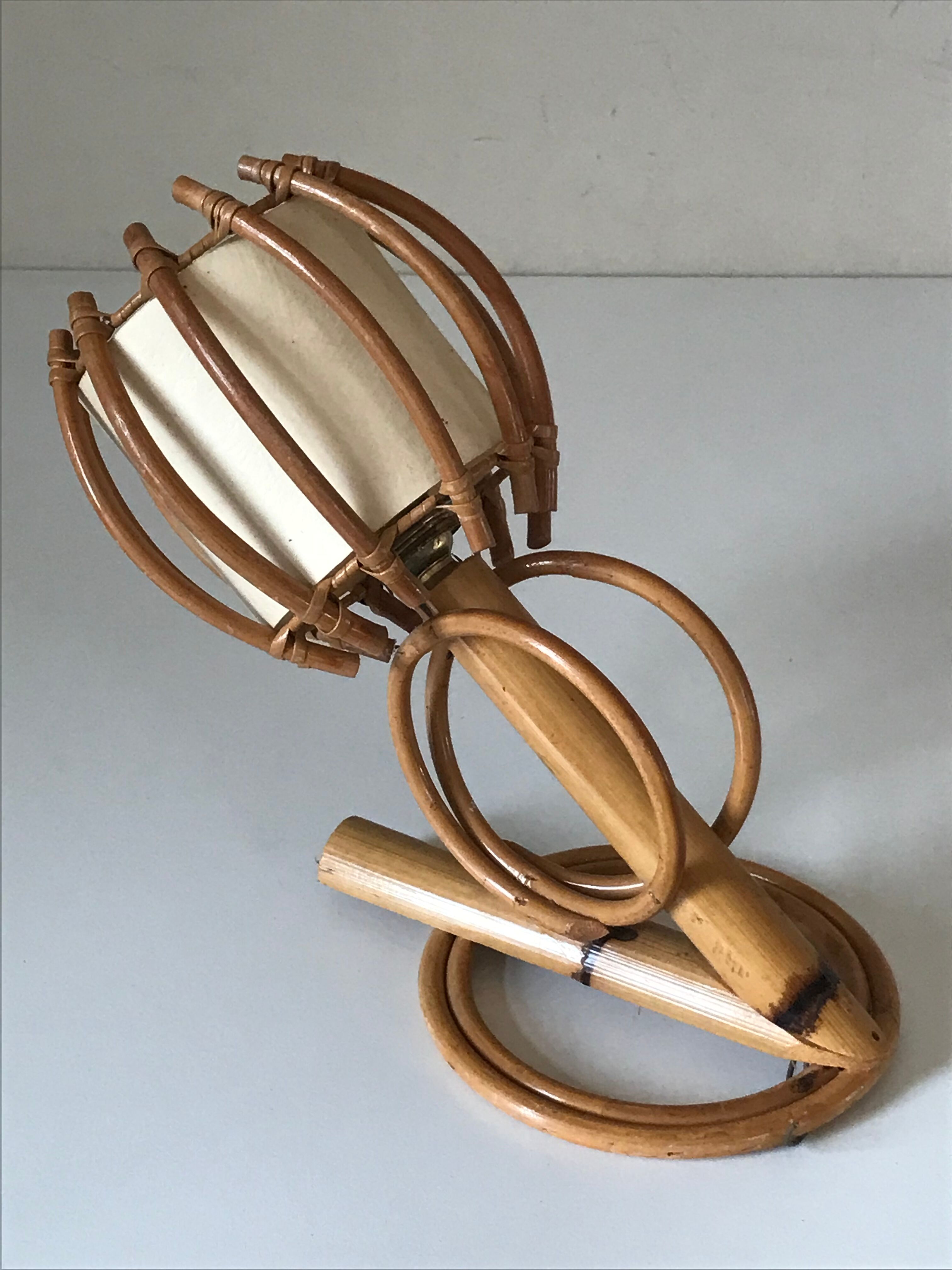 Rattan wall lamp vintage design 60 s