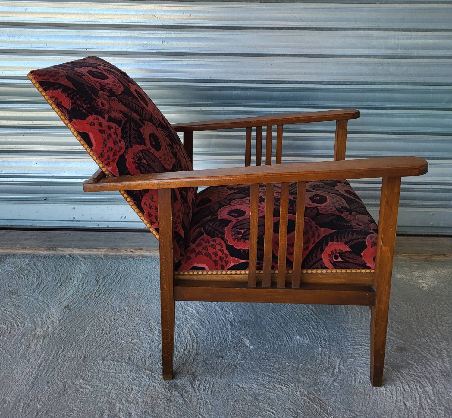Authentic old vintage reclining relax armchair in very good condition