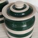 Paire de pots collector anglais Cornishware rayures vertes années 60