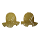 Two corolla-shaped lampshades for suspension or applique, amber colour