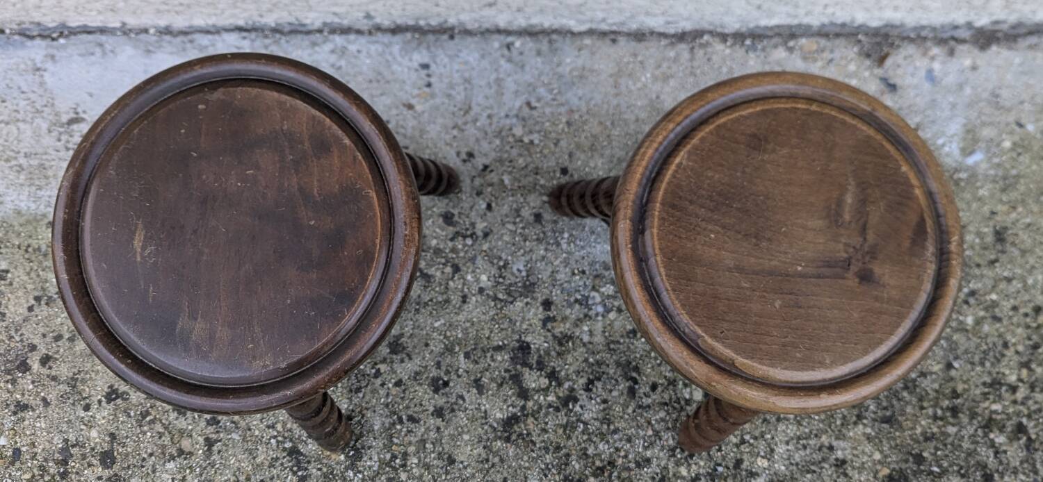 Pair of Vintage 60s/70s Ball Tripod Stools Plant Stand D