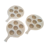 Set of 3 Vintage French Snail Cooking Pots 6 Snail Wells and Handles 3172